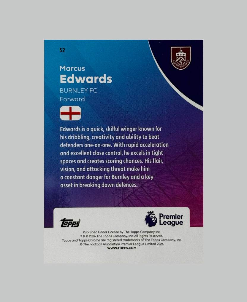 Topps Chrome Premier League 2026 Marcus Edwards 06/50 Sapphire