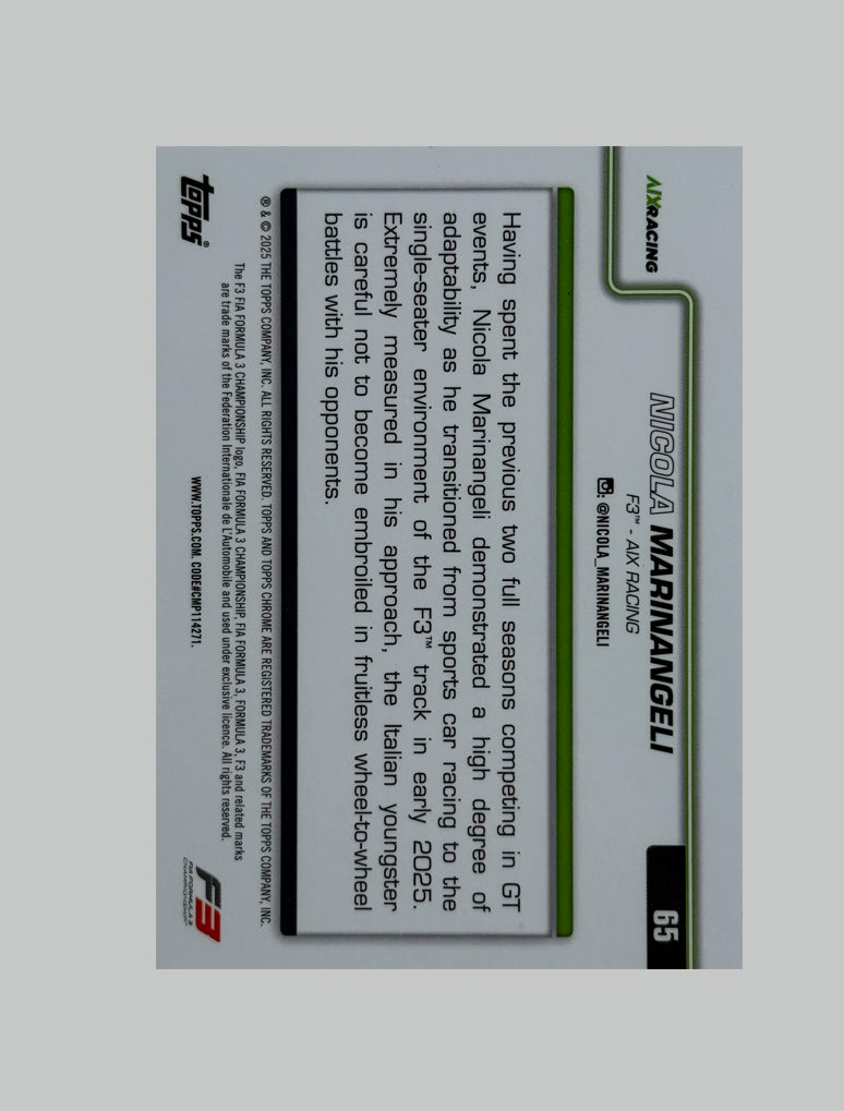 Topps Chrome F1 2025 Nicola Marinangeli 205/250