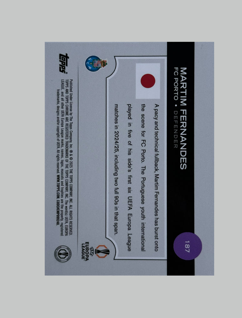 Topps Chrome UCC Japan 2024-25 Martim Fernandes (RC) 01/75