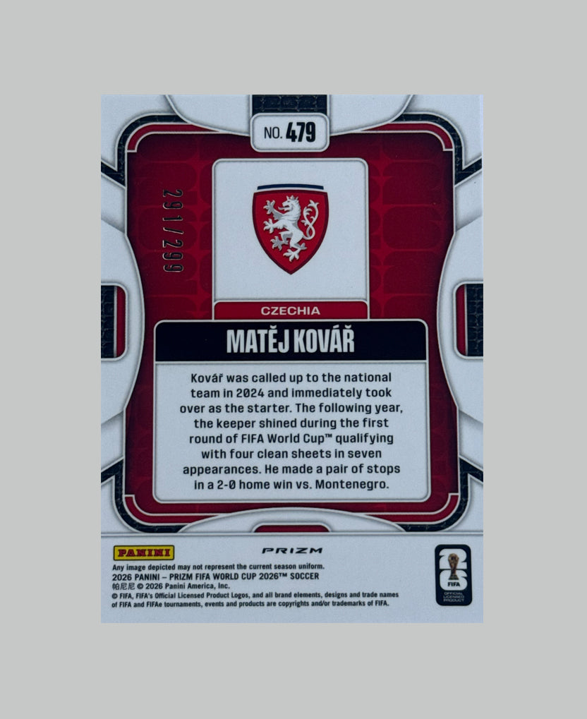 Panini Prizm World Cup 2026 Matej Kovar (RC) 291/299