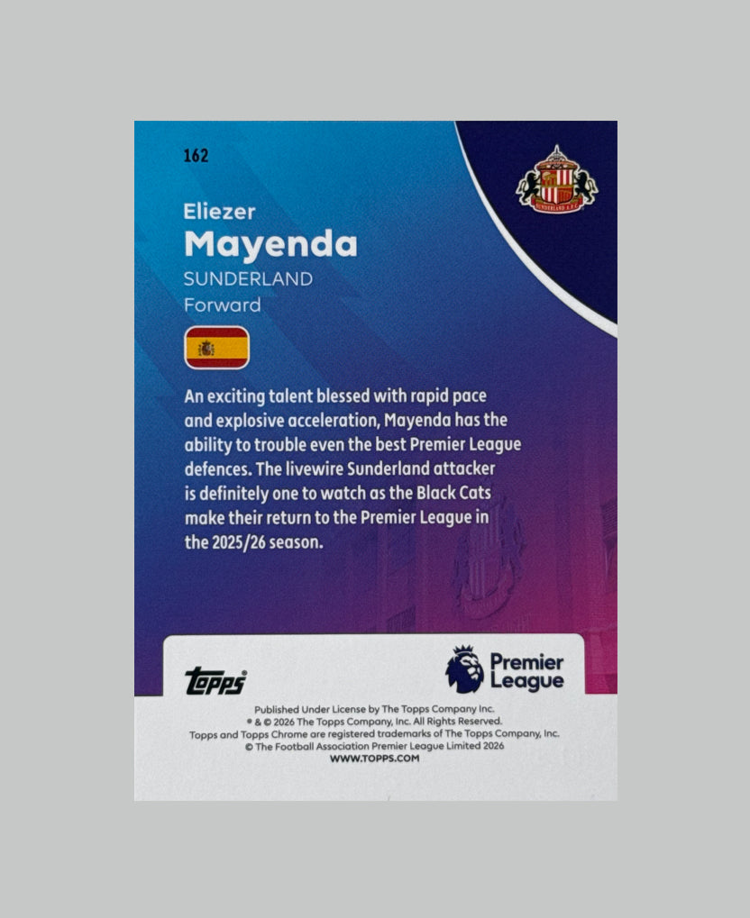 Topps Chrome Premier League 2026 Eliezer Mayenda (RC) 31/99 Sapphire
