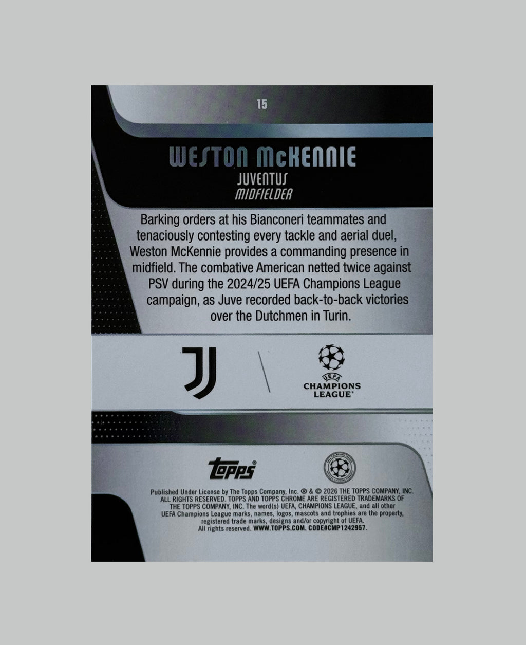 Topps Chrome UCC 2025-26 Weston McKennie