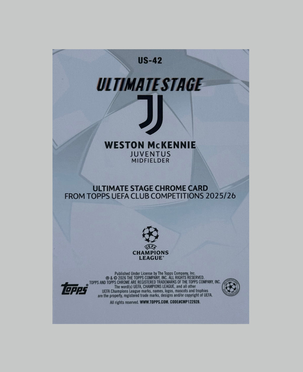 Topps UCC 2025-26 Weston Mckennie Ultimate Stage