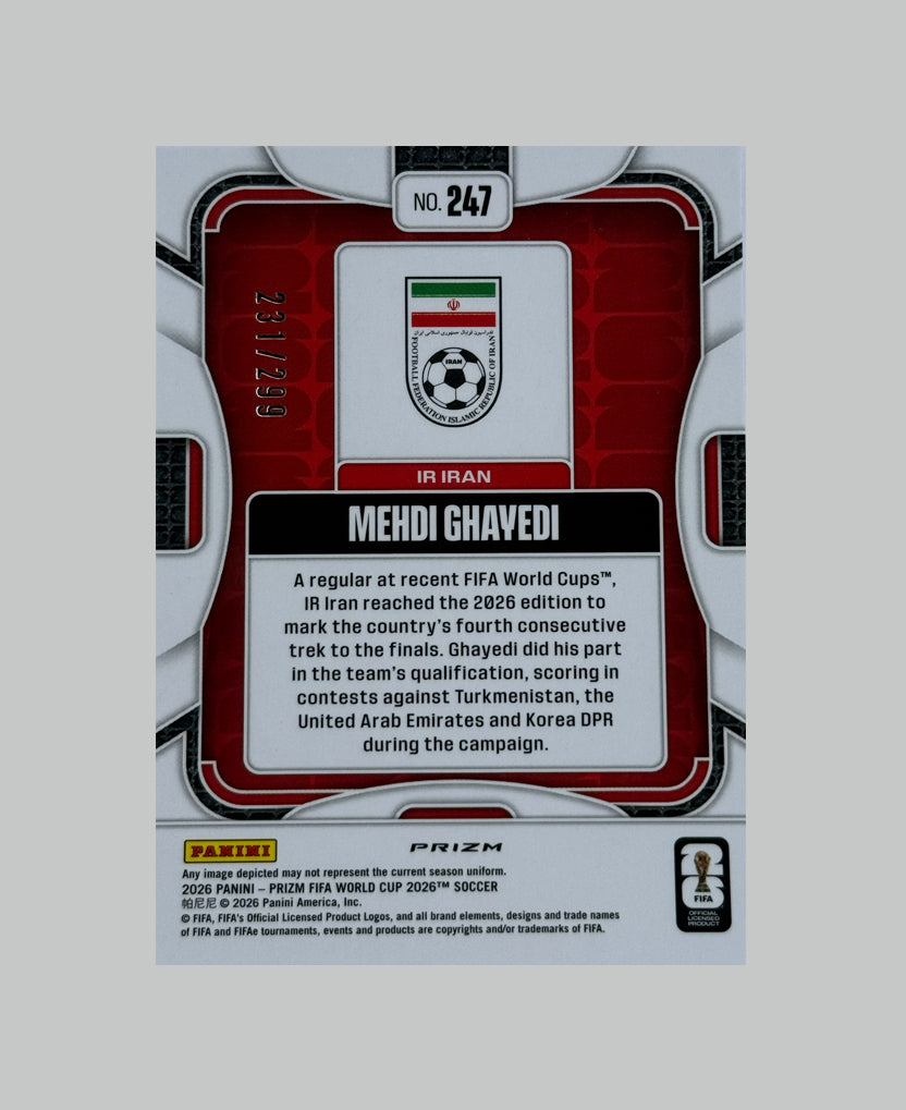 Panini Prizm World Cup 2026 Mehdi Ghayedi (RC) 231/299