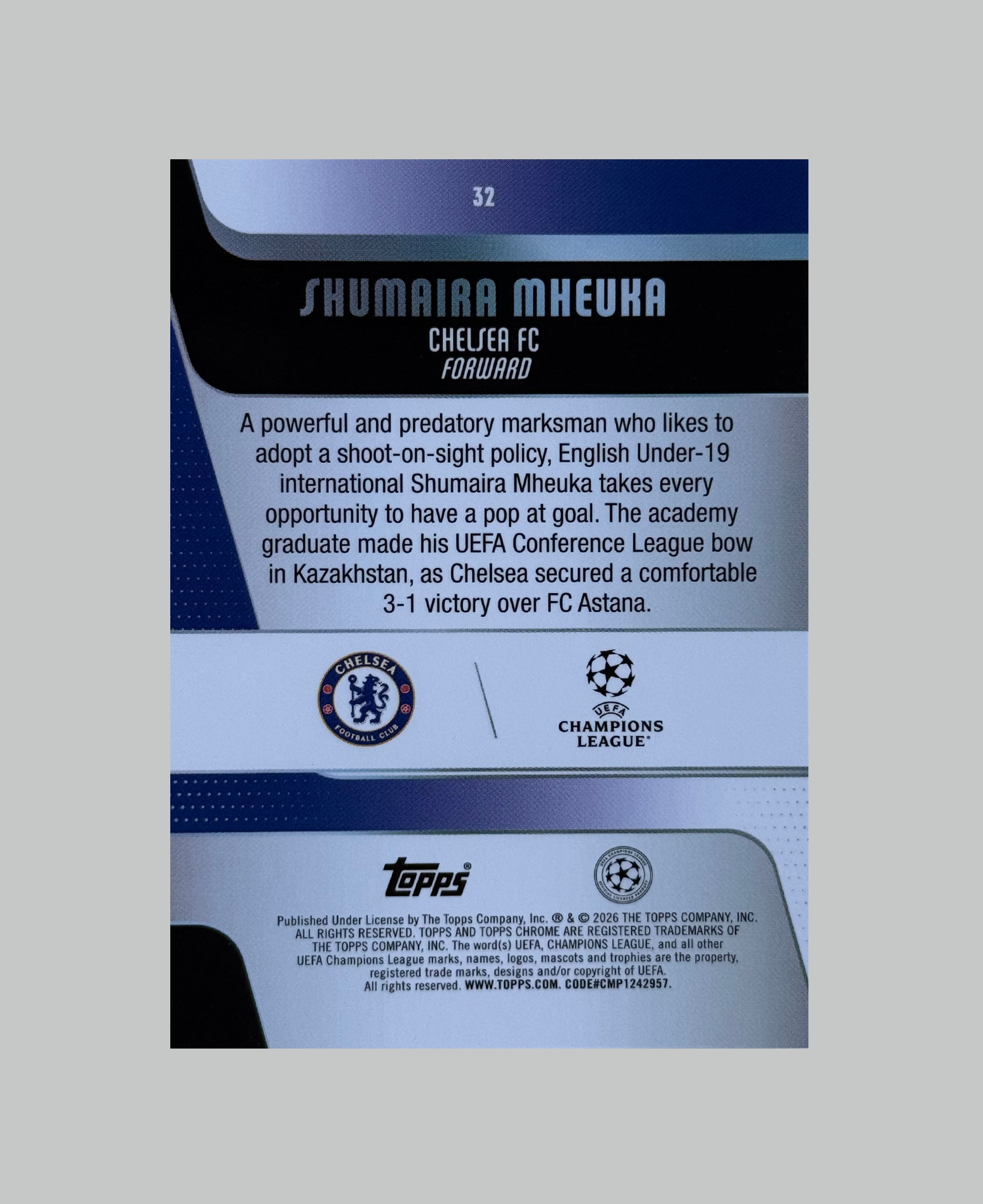 Topps Chrome UCC 2025-26 Shumaira Mheuka (RC) X-Fractor