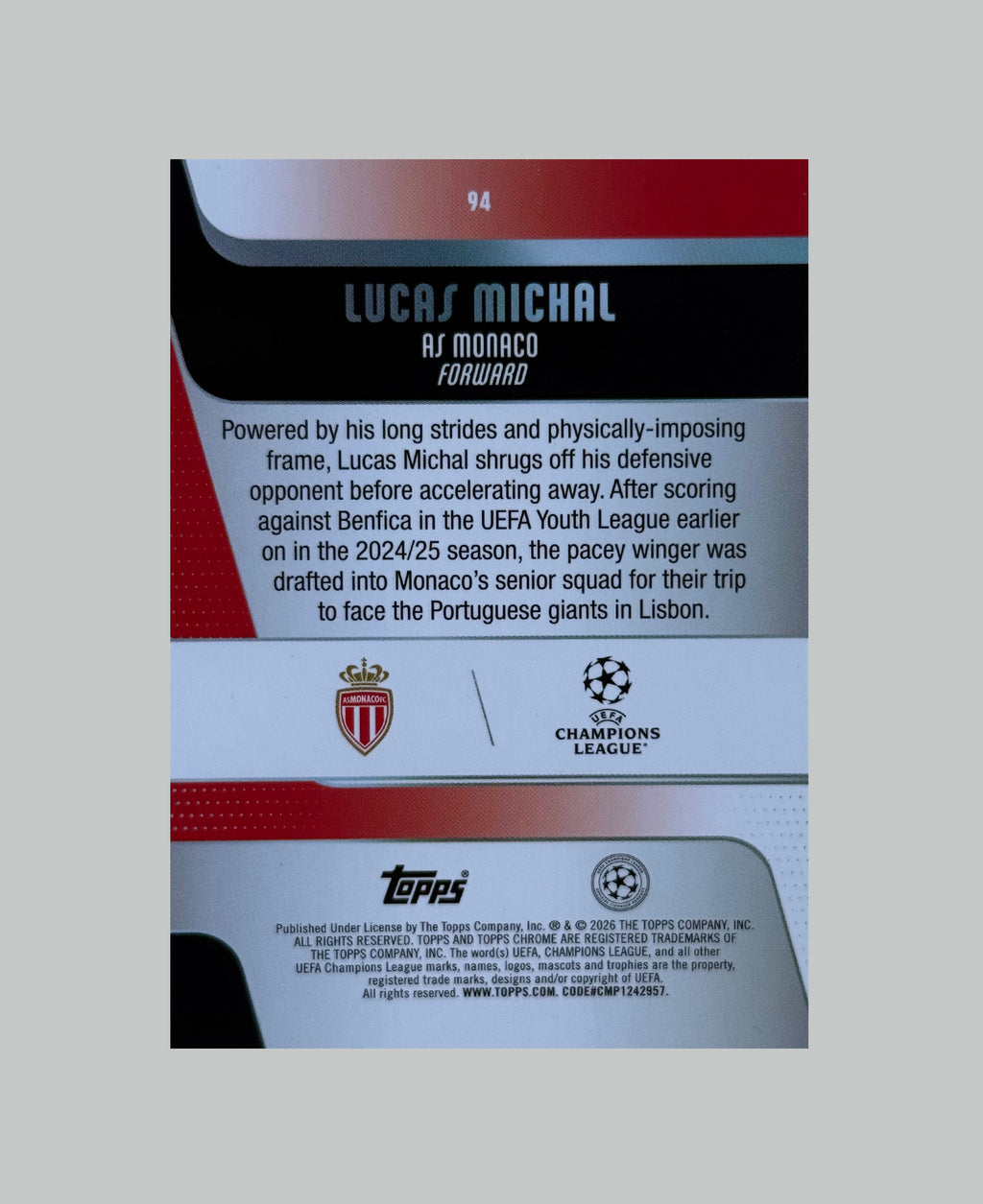 Topps Chrome UCC 2025-26 Lucas Michal (RC)