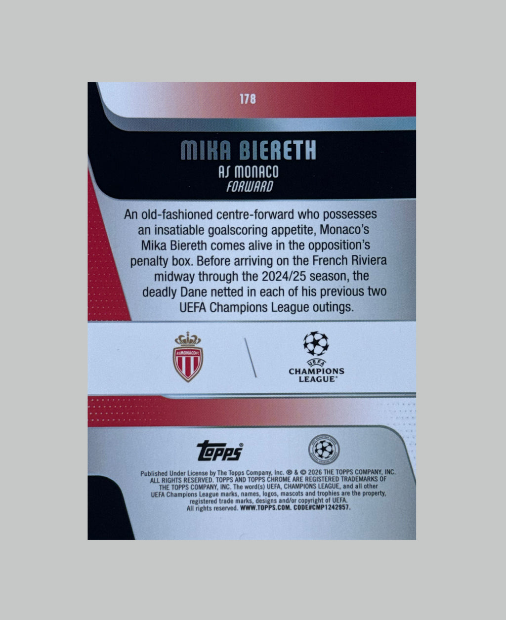 Topps Chrome UCC 2025-26 Mika Biereth