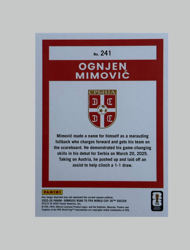 Panini Donruss Road to World Cup 2025-26 Ognjen Mimovic 21/25