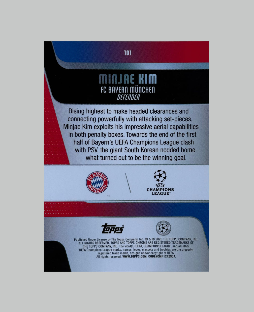 Topps Chrome UCC 2025-26 Minjae Kim