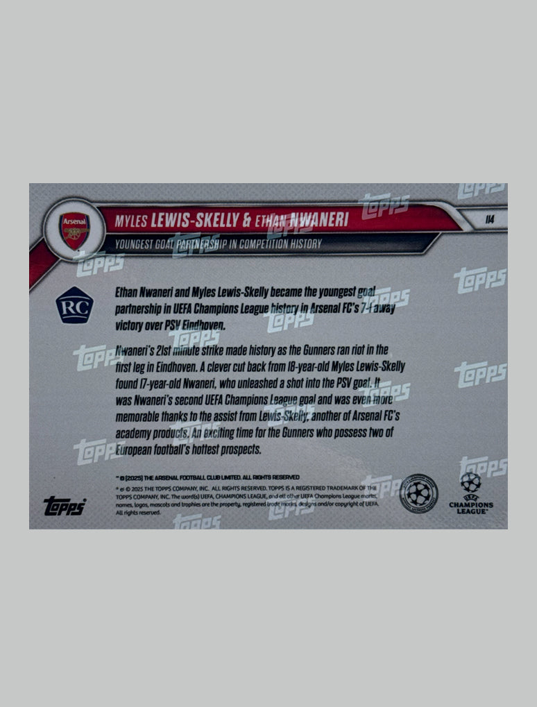 Topps Now Myles Lewis-Skelly & Ethan Nwaneri (Youngest Goal Partnership)