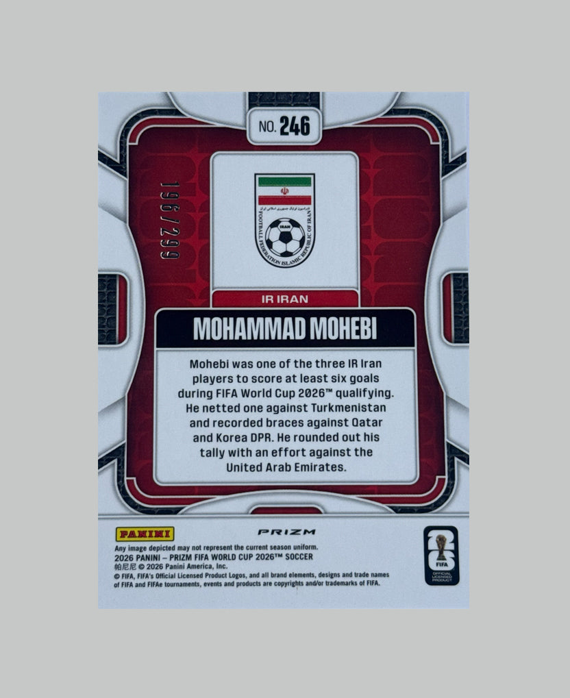 Panini Prizm World Cup 2026 Mohammad Mohebi (RC) 196/299