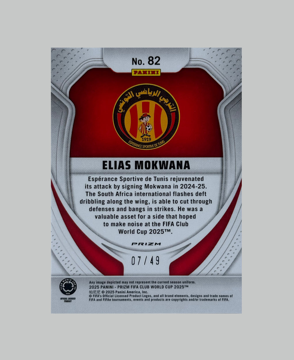 Panini Prizm Club World Cup Elias Mokwana (RC) 07/49