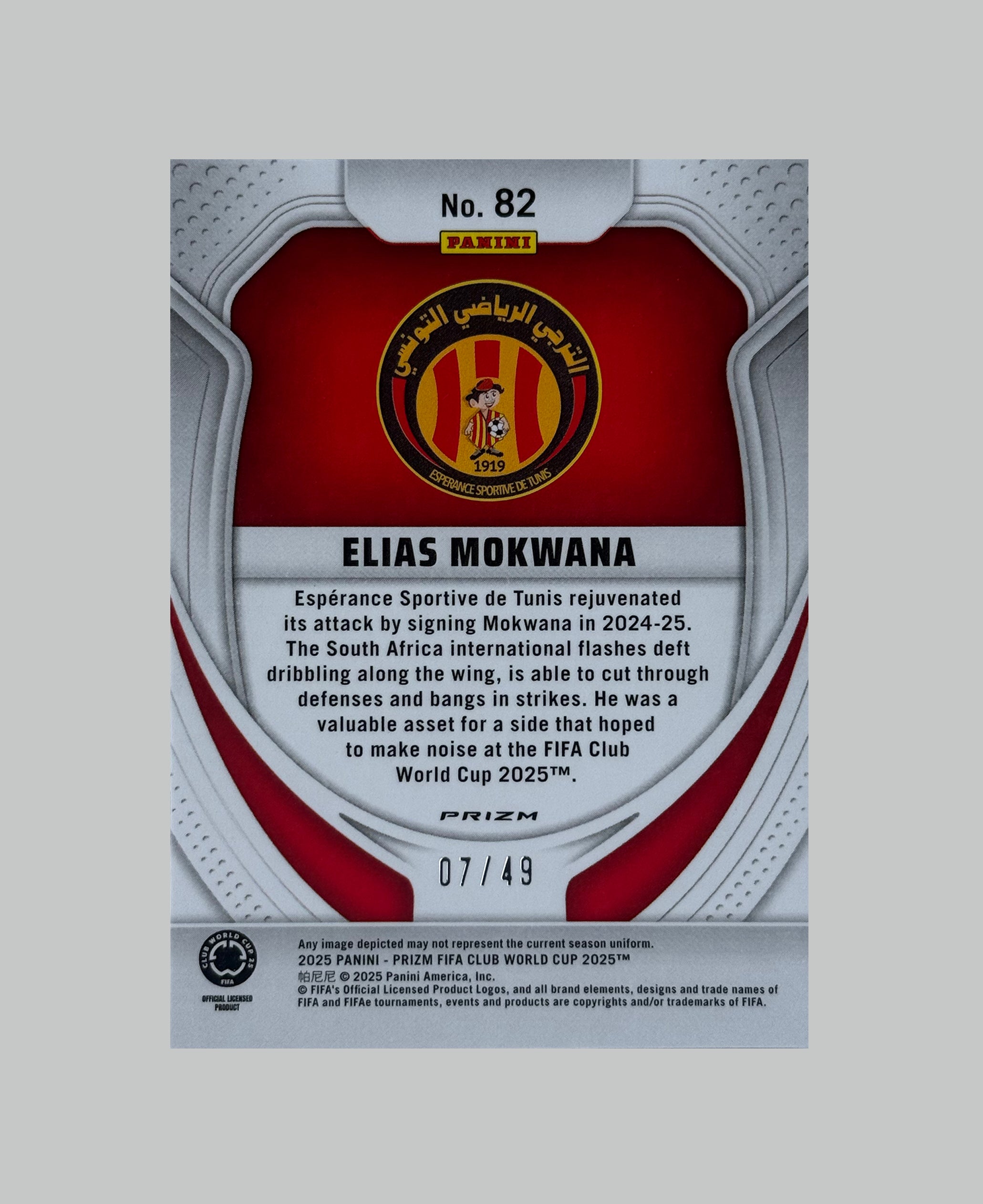 Panini Prizm Club World Cup Elias Mokwana (RC) 07/49