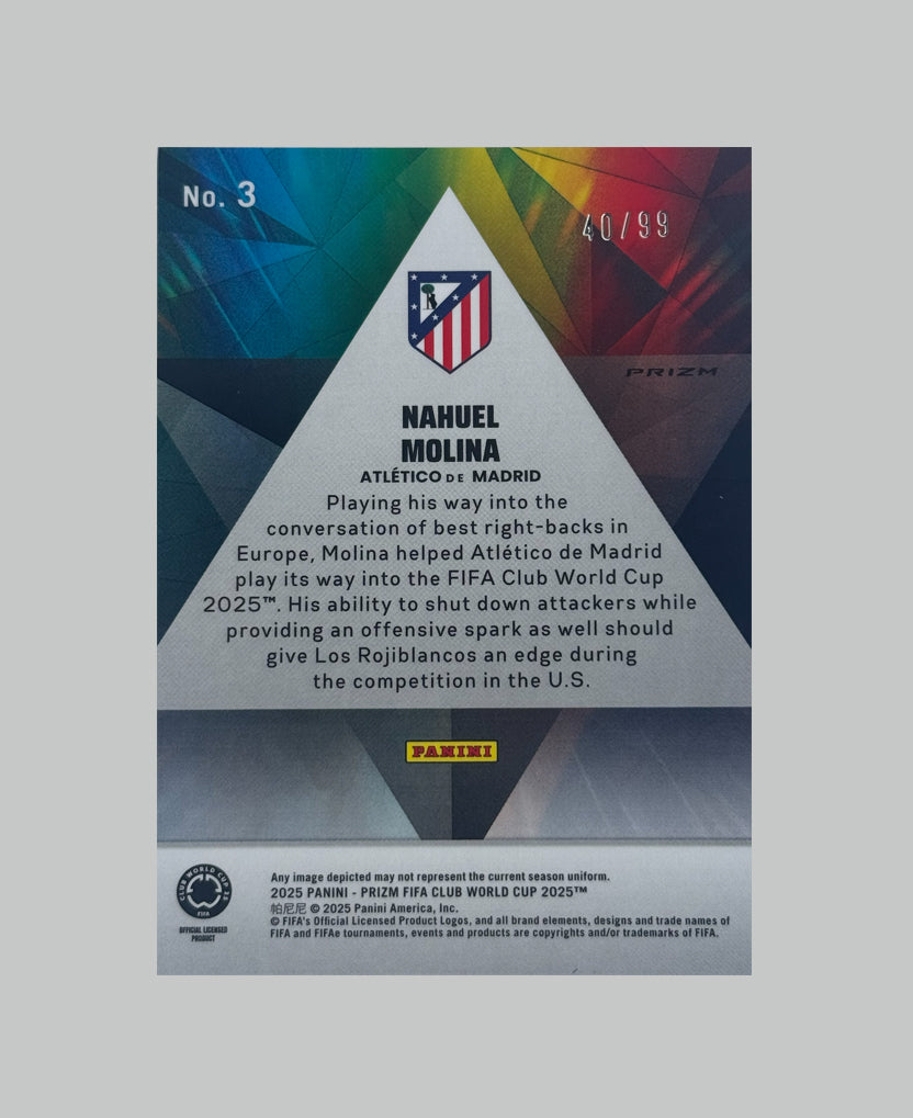 Panini Prizm Club World Cup Nahuel Molina Prizmatic 40/99