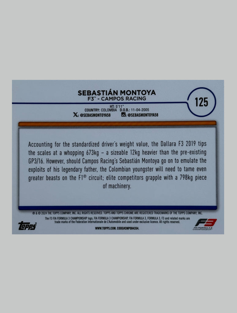 Topps Chrome F1 2024 Sebastian Montoya 081/225