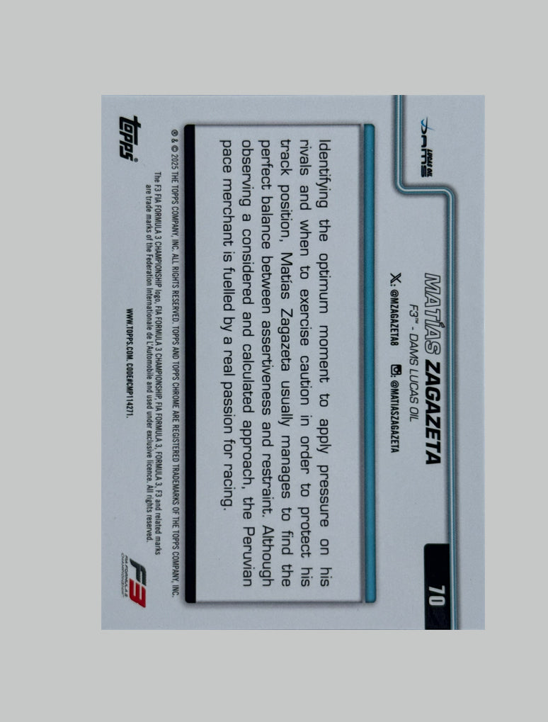 Topps Chrome F1 2025 Matias Zagazeta 132/199