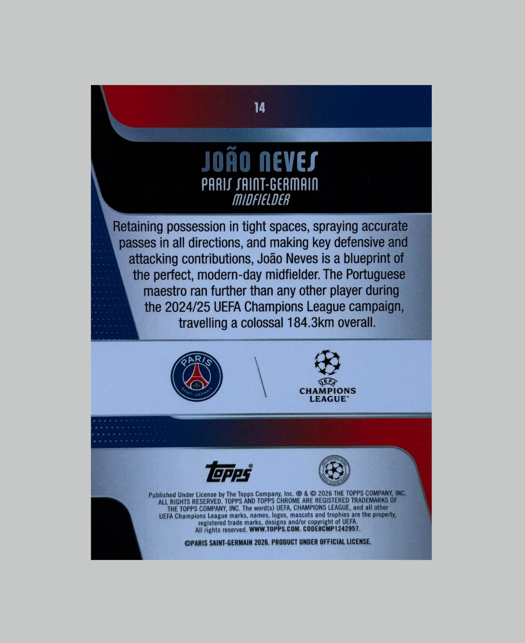 Topps Chrome UCC 2025-26 Joao Neves