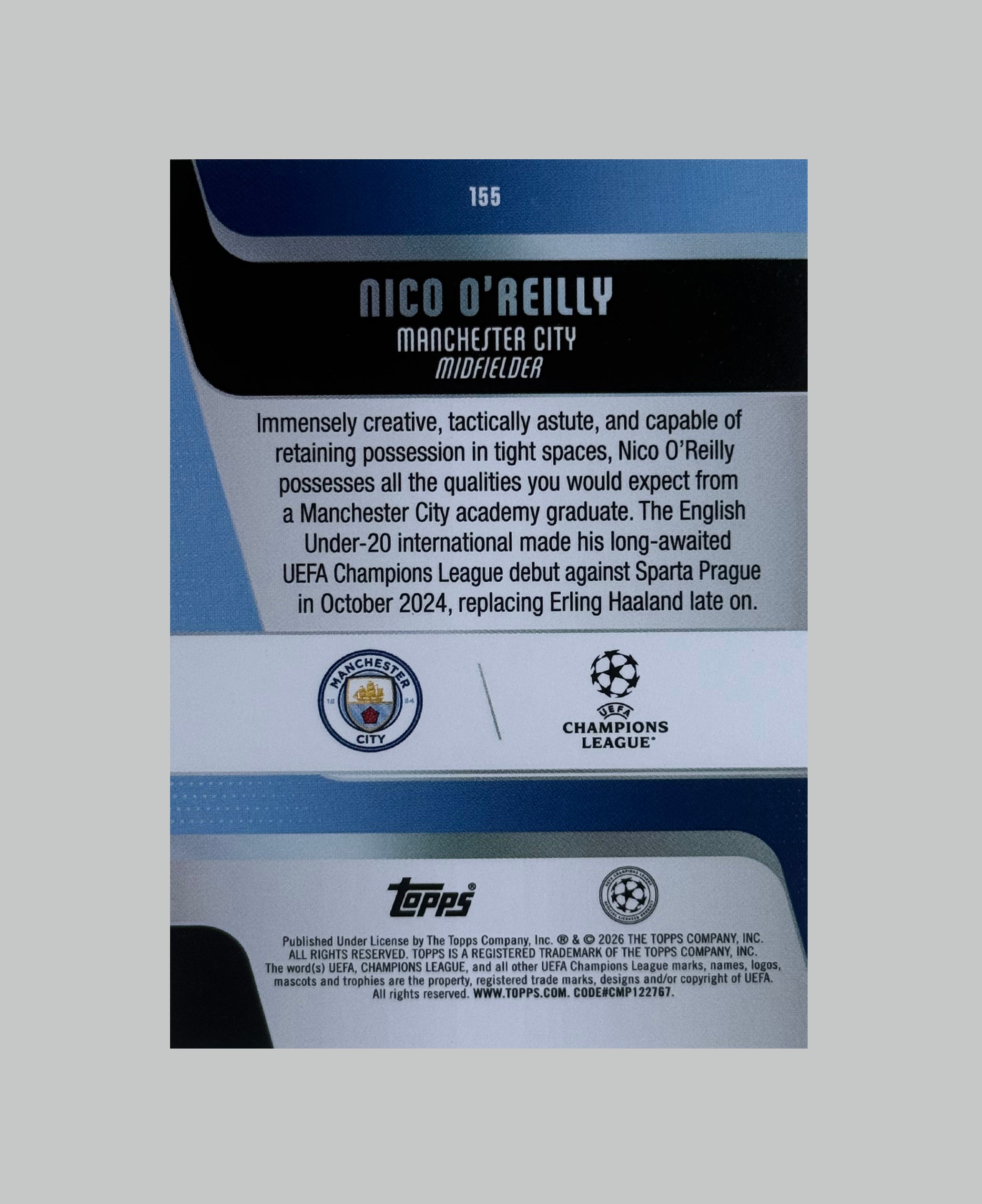 Topps UCC 2025-26 Nico O'Reilly 169/250