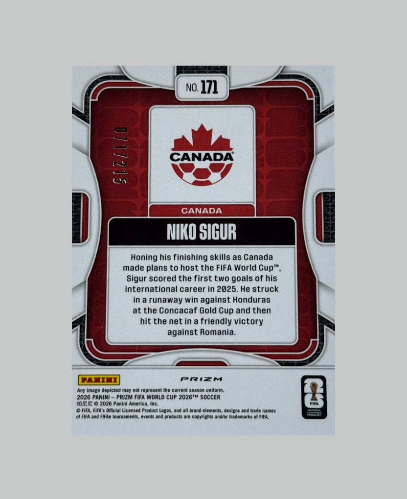 Panini Prizm World Cup 2026 Niko Sigur (RC) 071/215