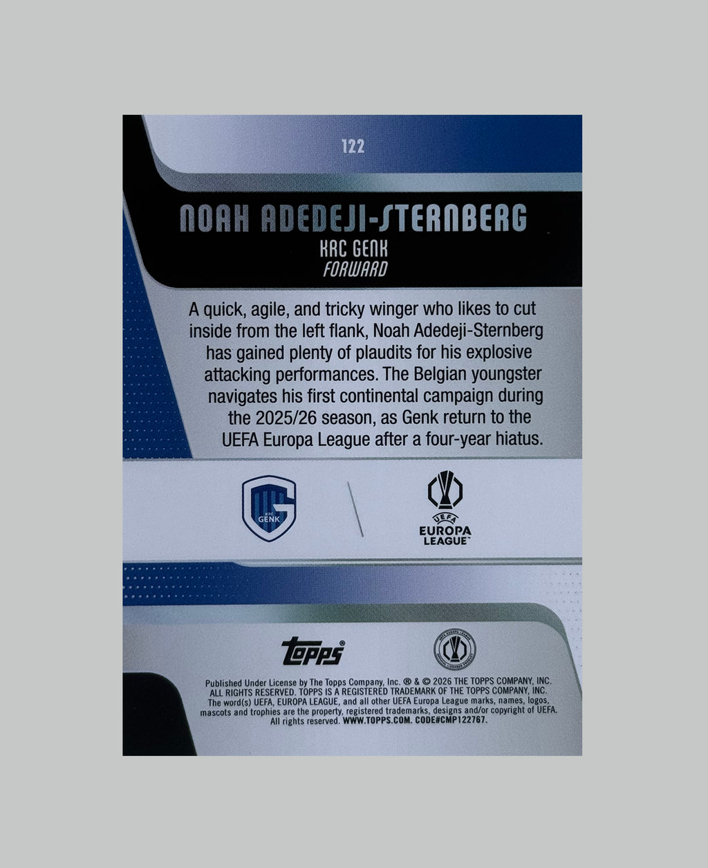 Topps UCC 2025-26 Noah Adedeji-Sternberg (RC) 015/150