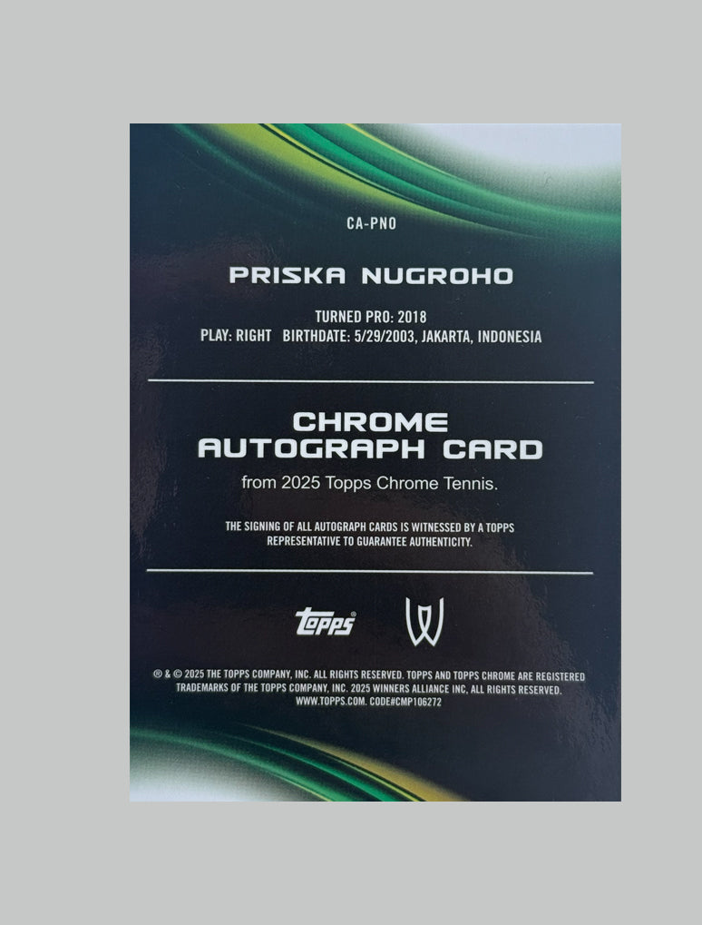 Topps Chrome Tennis 2025 Priska Nugroho Auto