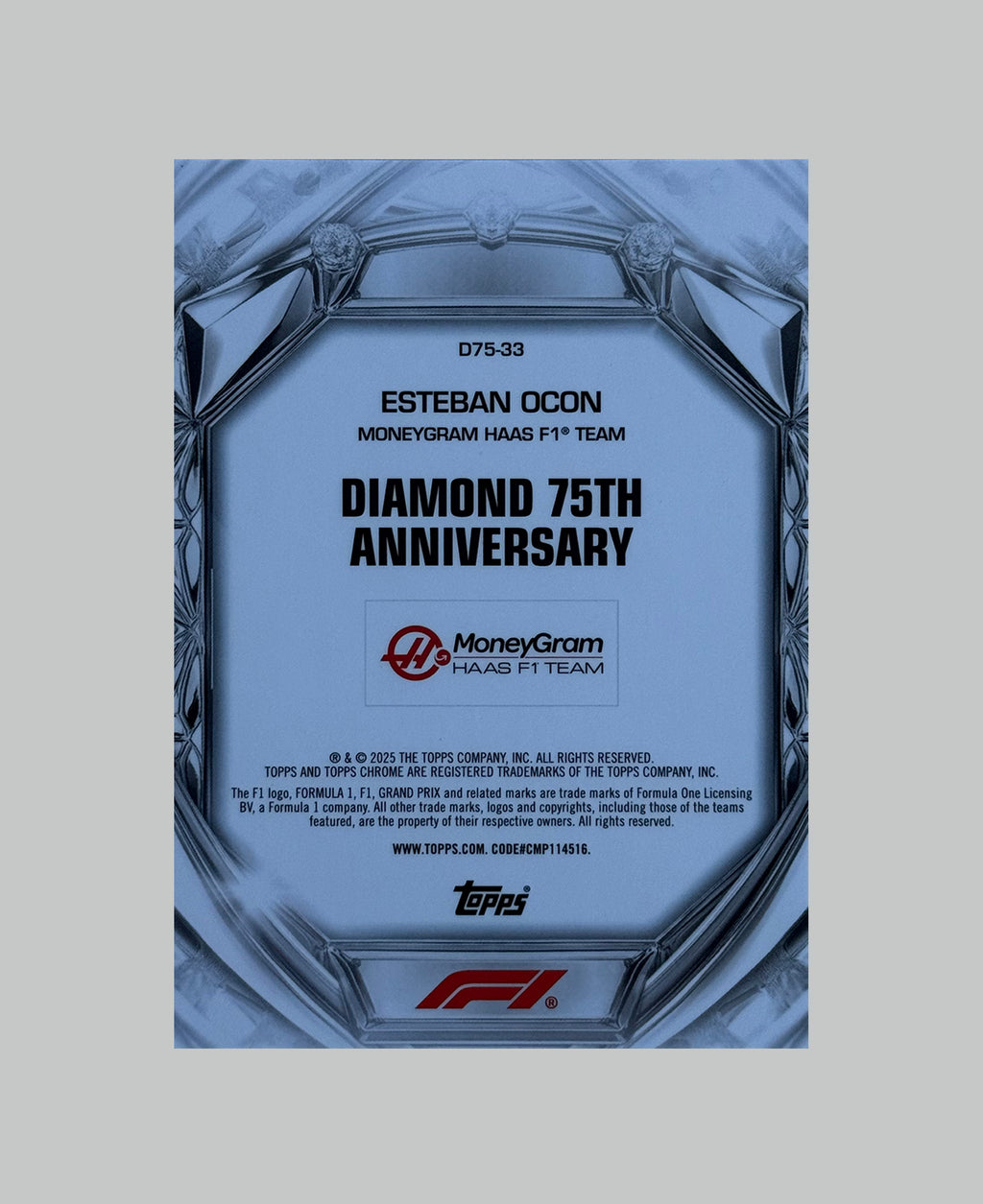 Topps Chrome F1 2025 Diamond 75th Anniversary Esteban Ocon