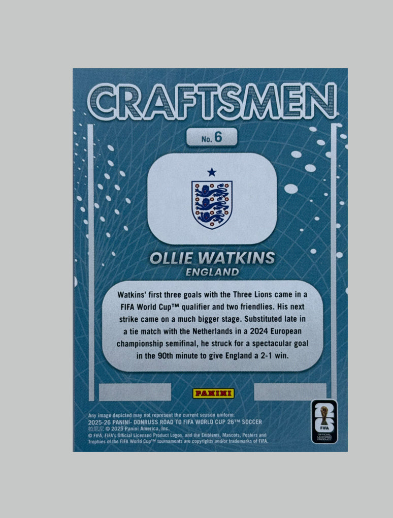 Panini Donruss Road to World Cup 2025-26 Ollie Watkins Craftsman 29/99