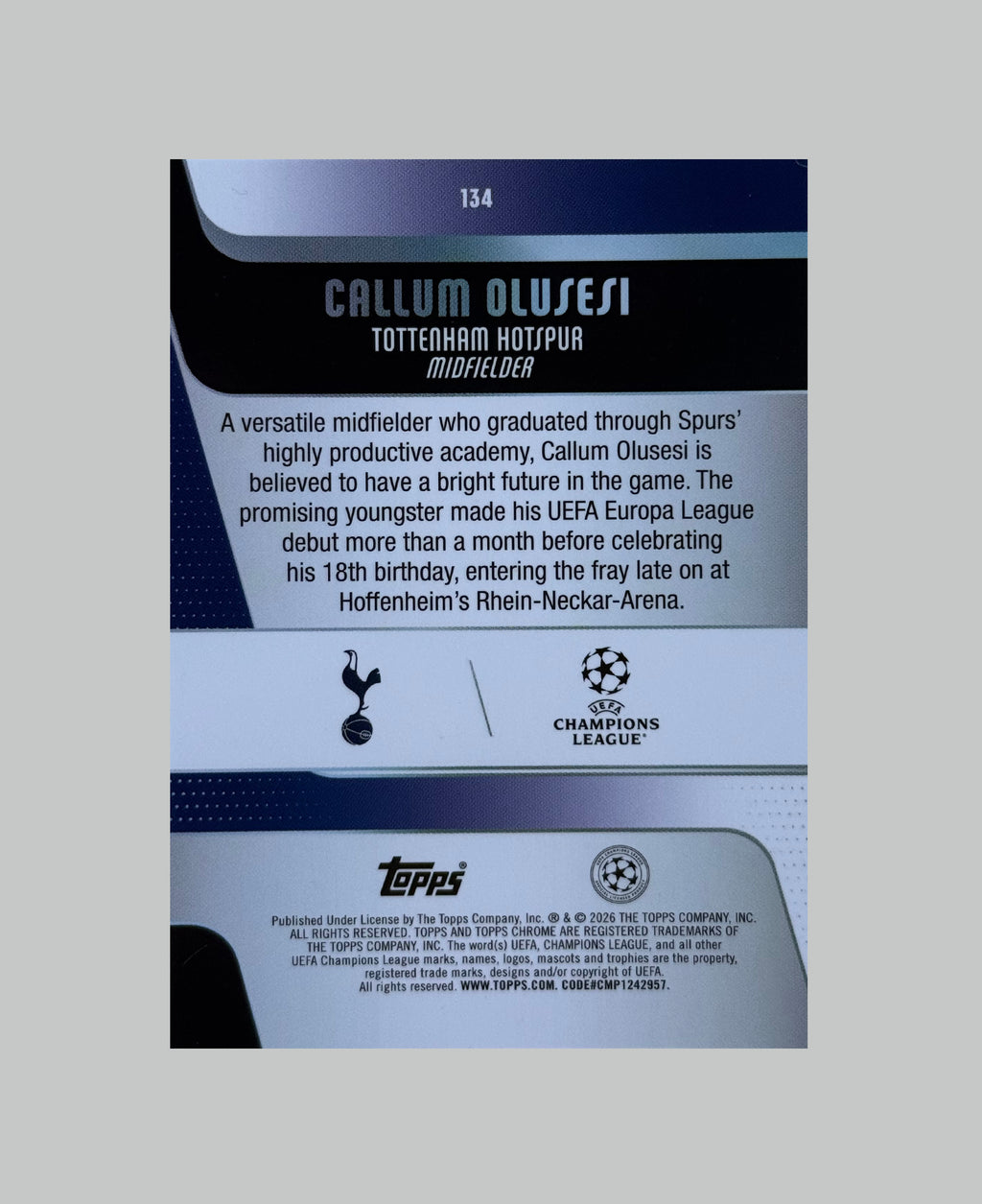 Topps Chrome UCC 2025-26 Callum Olusesi (RC)