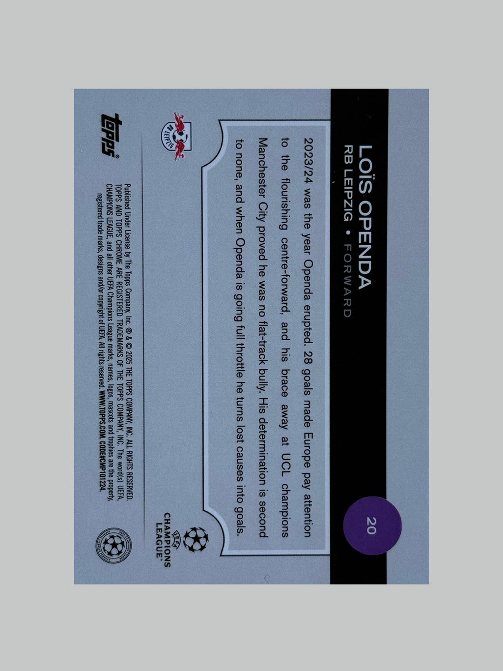 Topps Chrome UCC 2024-25 Lois Openda 037/299