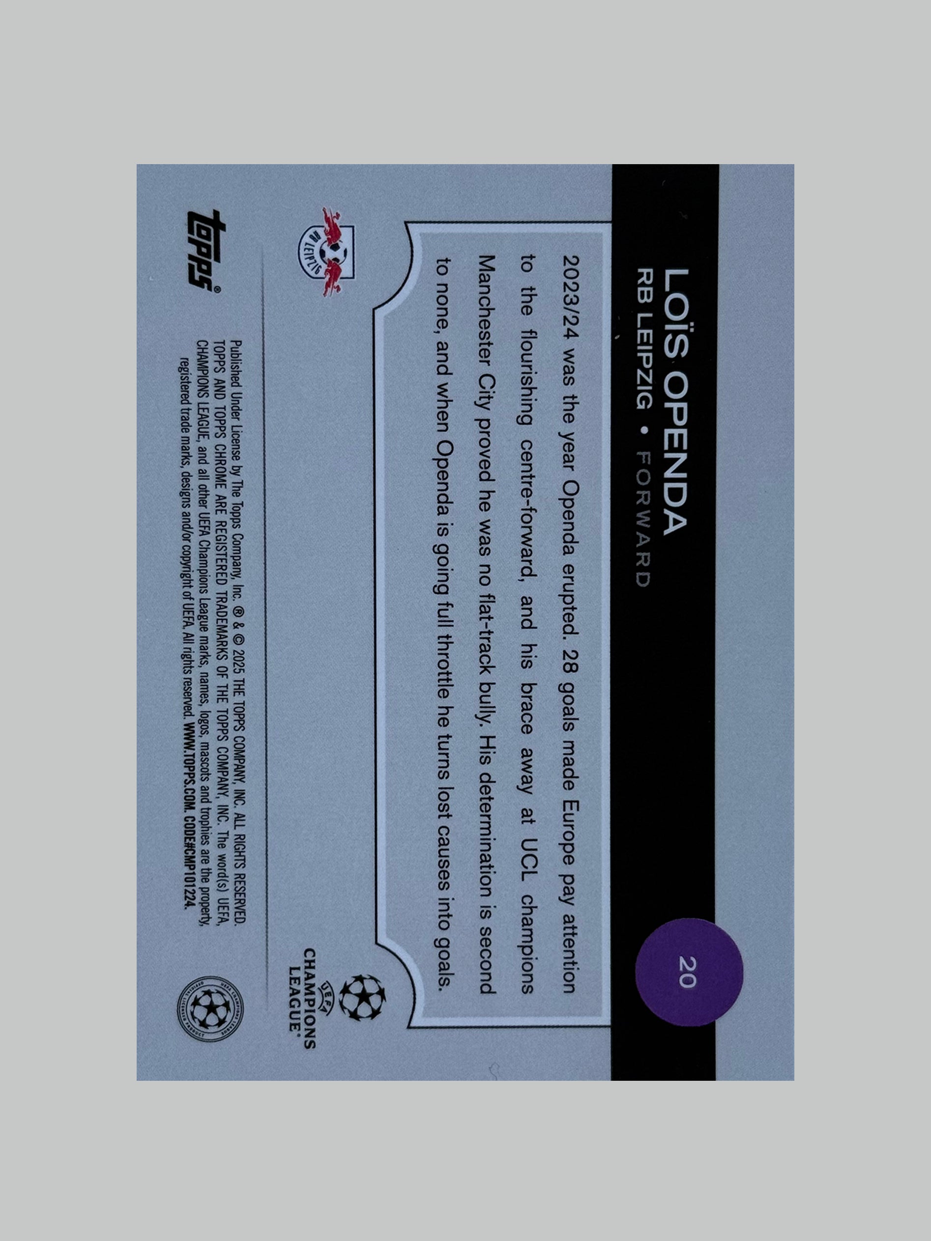 Topps Chrome UCC 2024-25 Lois Openda 037/299