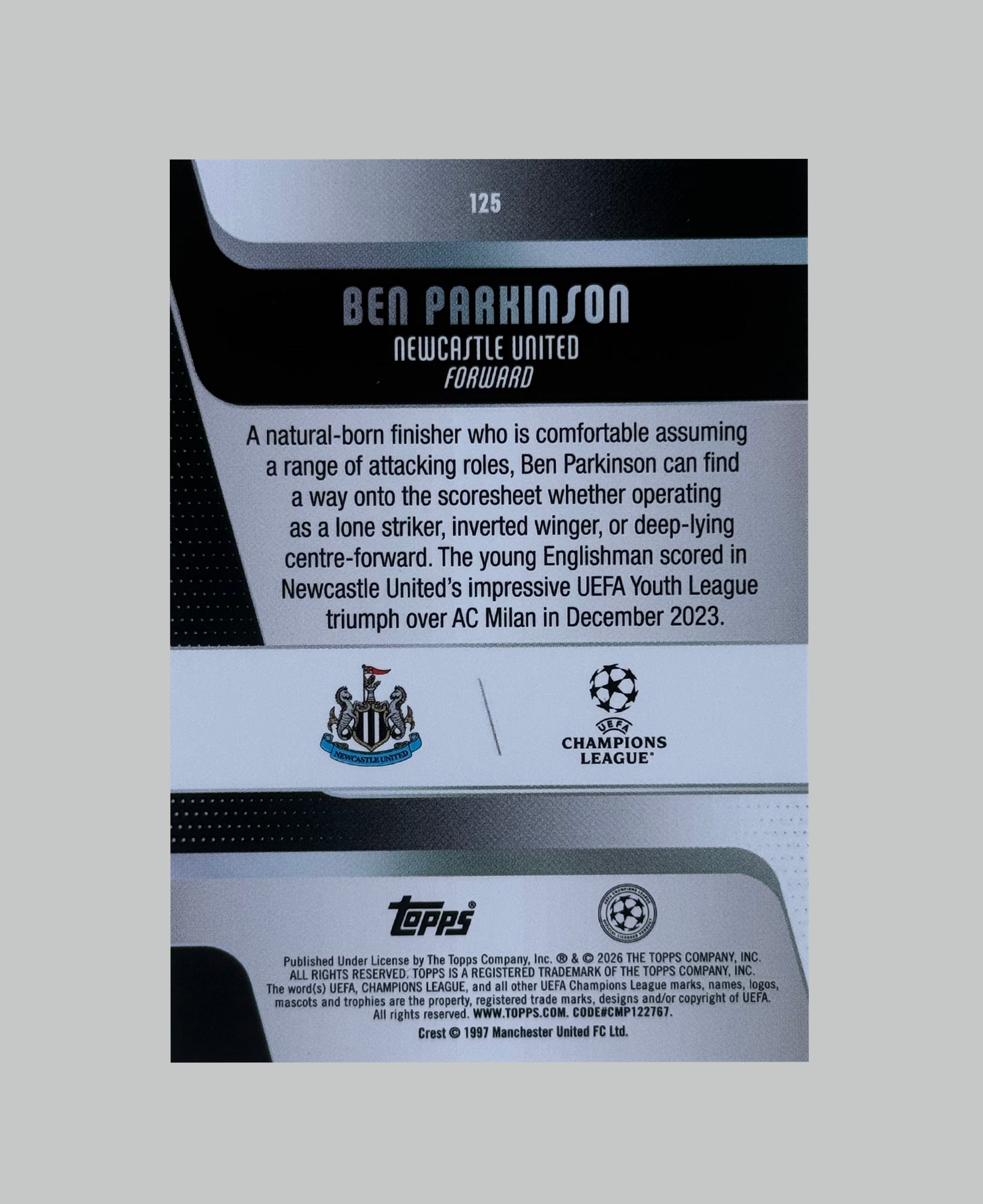 Topps UCC 2025-26 Ben Parkinson (RC) 078/250