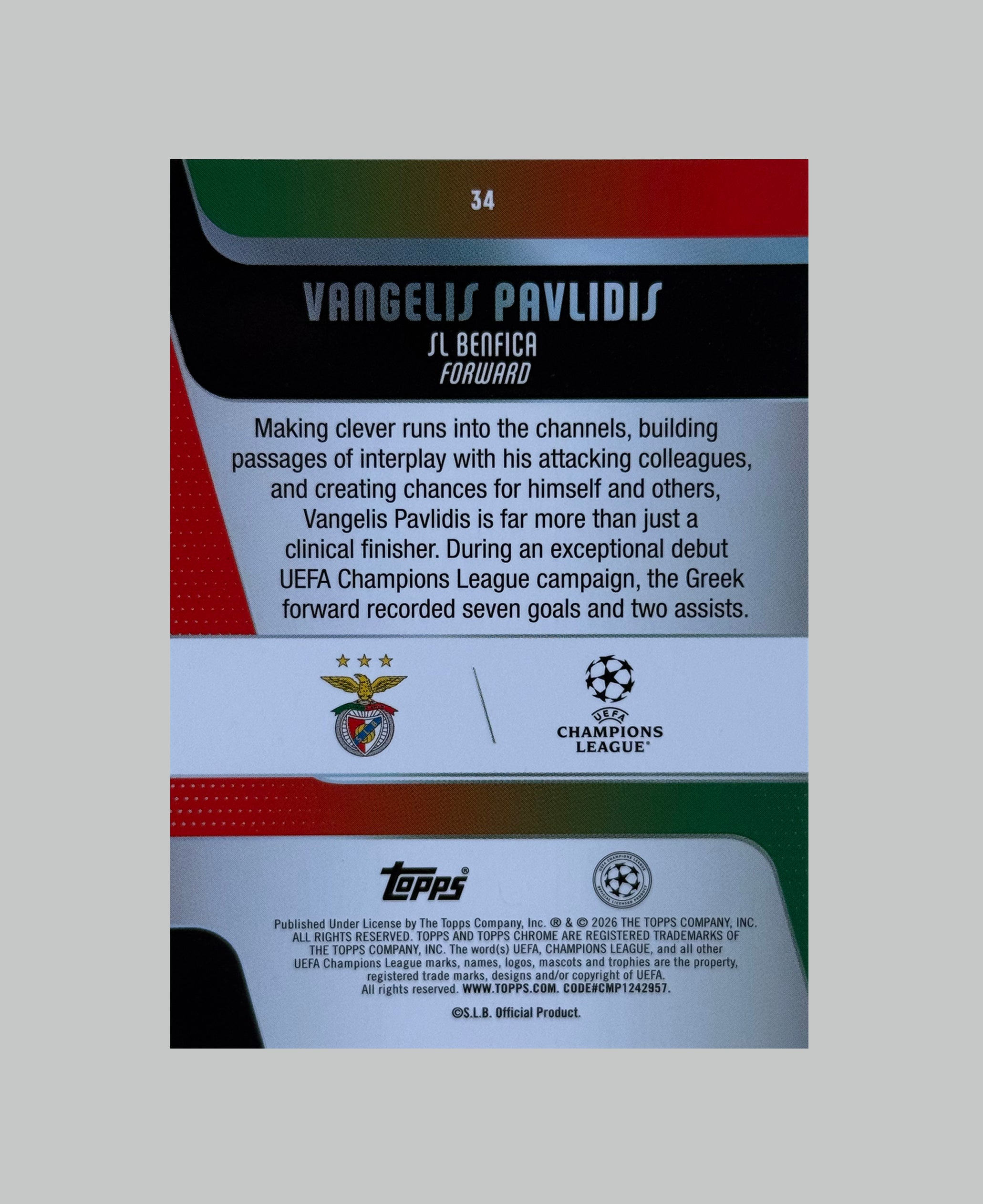 Topps Chrome UCC 2025-26 Vangelis Pavlidis