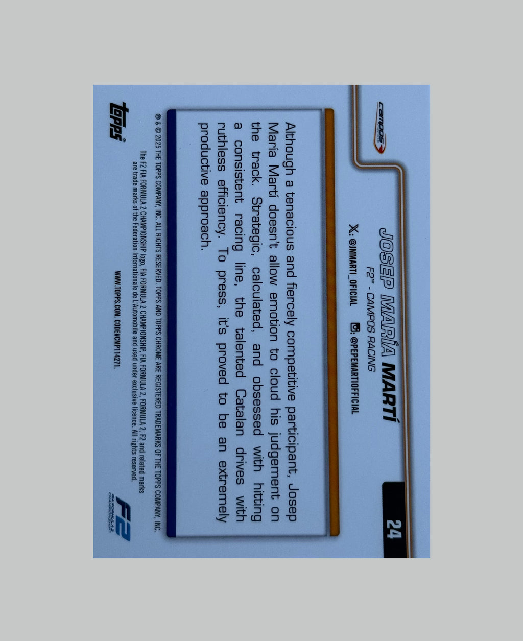 Topps Chrome F1 2025 Josep Maria Marti 083/150