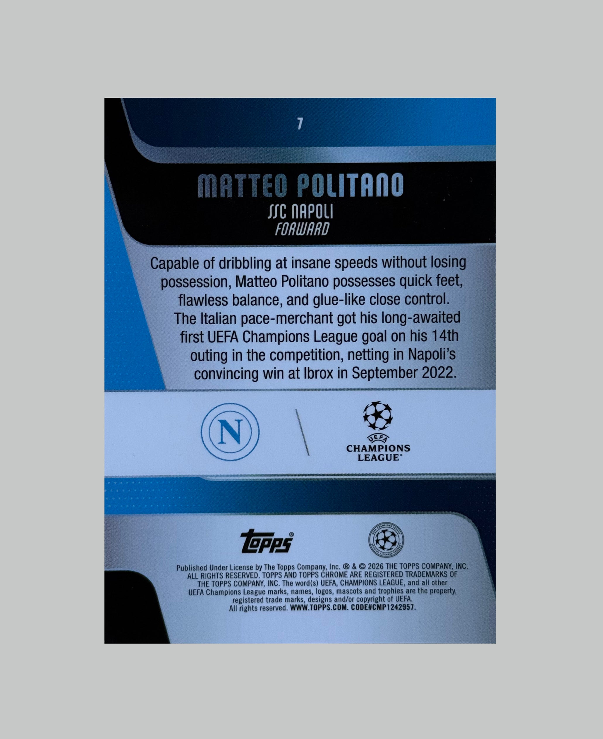 Topps Chrome UCC 2025-26 Matteo Politano
