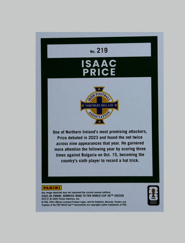 Panini Donruss Road to World Cup 2025-26 Isaac Price 33/75