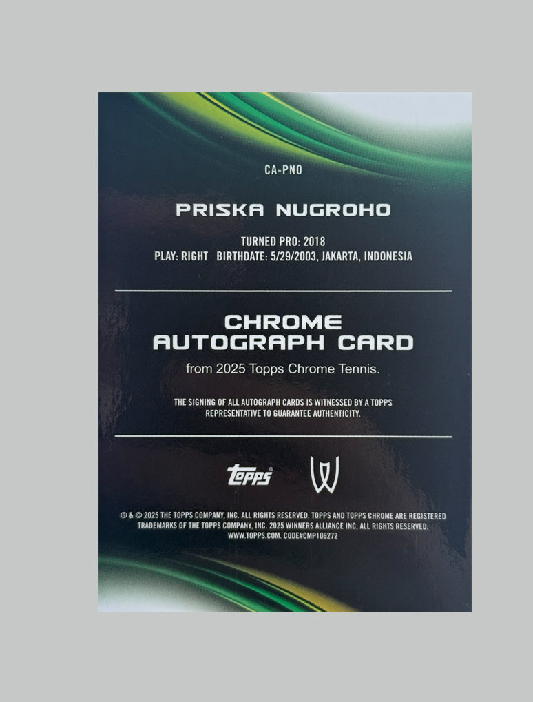 Topps Chrome Tennis 2025 Priska Nugroho Geometric Refractor Auto