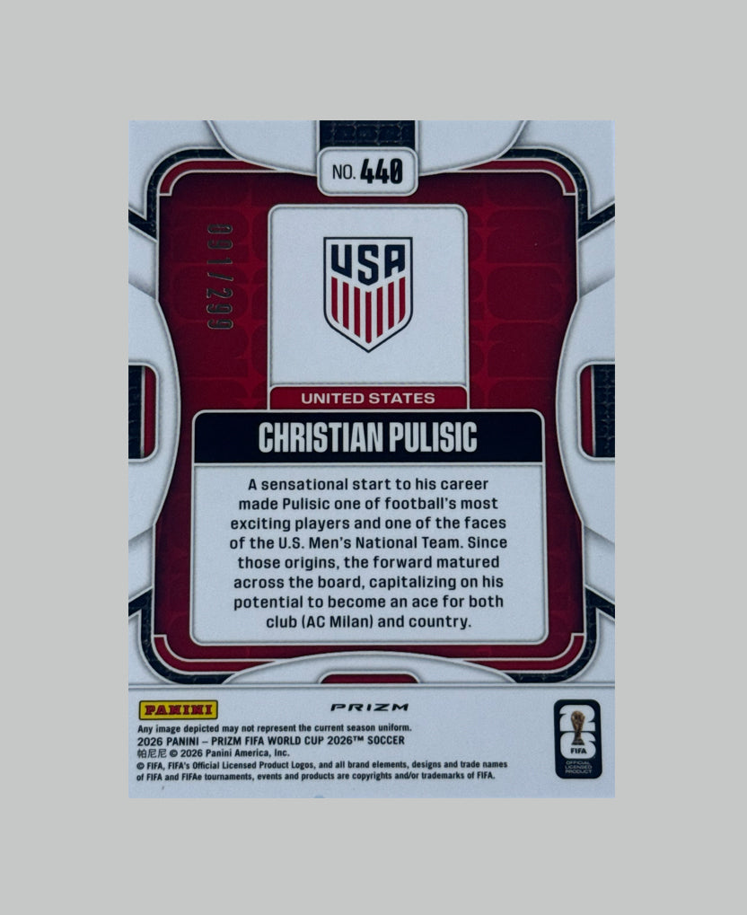 Panini Prizm World Cup 2026 Christian Pulisic 091/299
