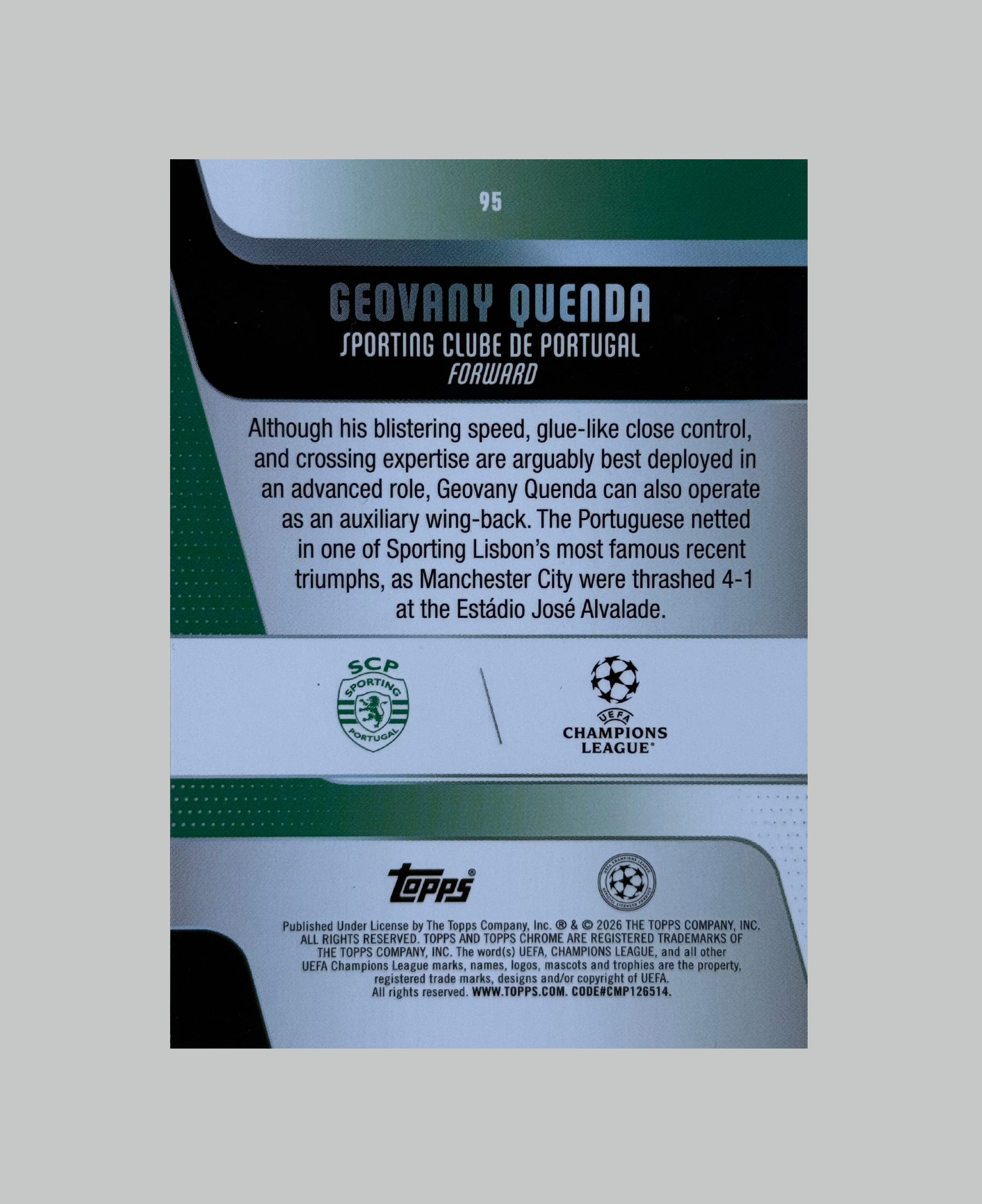Topps Chrome UCC 2025-26 Geovany Quenda