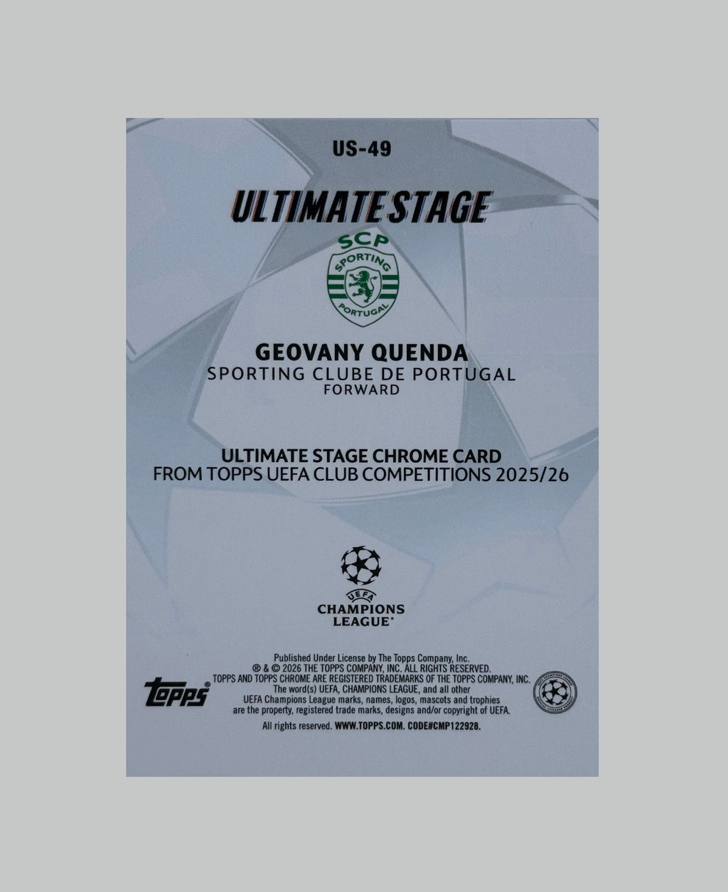 Topps UCC 2025-26 Geovany Quenda Ultimate Stage