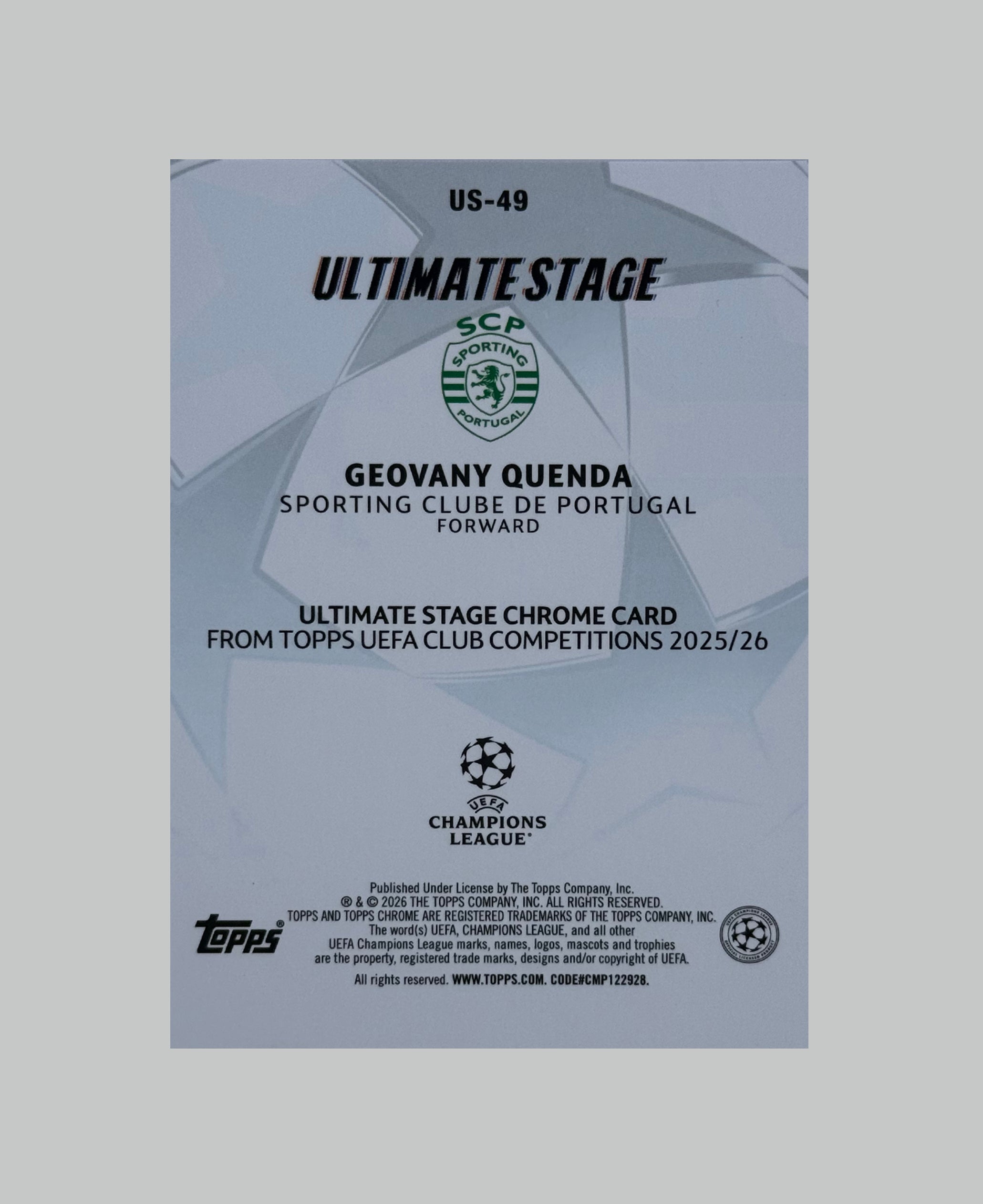 Topps UCC 2025-26 Geovany Quenda Ultimate Stage