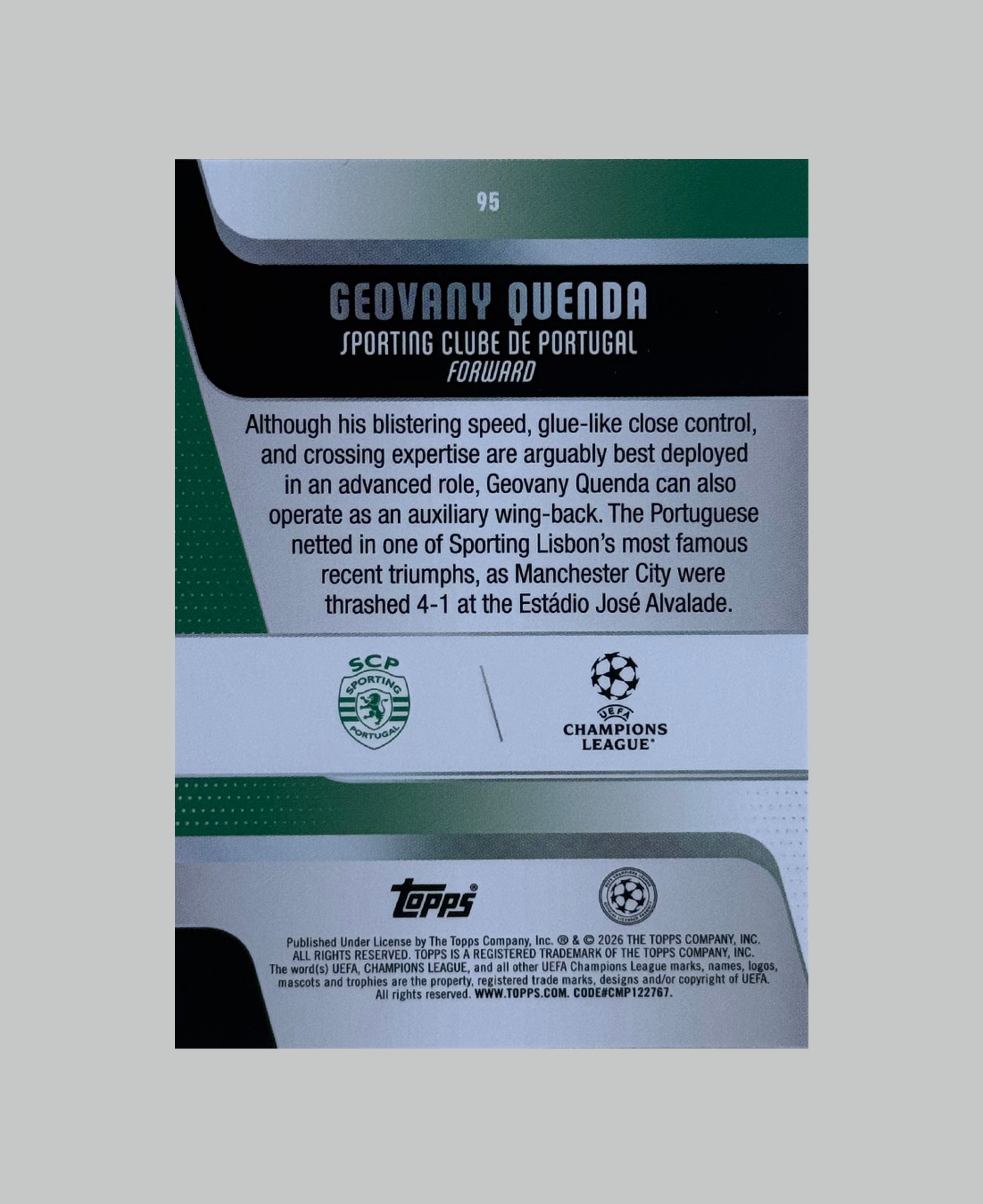 Topps UCC 2025-26 Geovany Quenda Raindrops