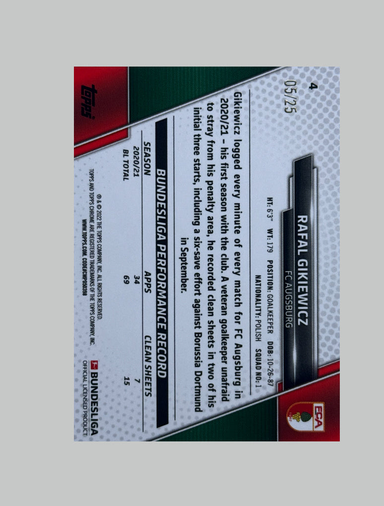 Topps Chrome Bundesliga 2021-22 Rafael Gikiewicz 05/25 Sapphire