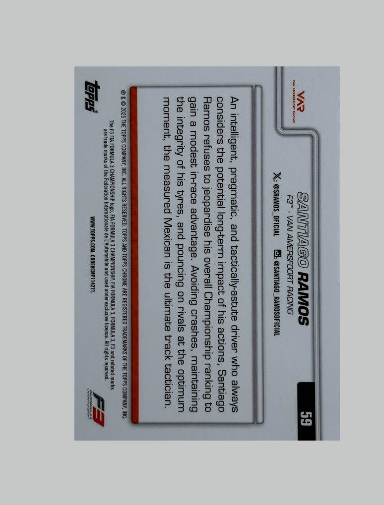Topps Chrome F1 2025 Santiago Ramos 083/250