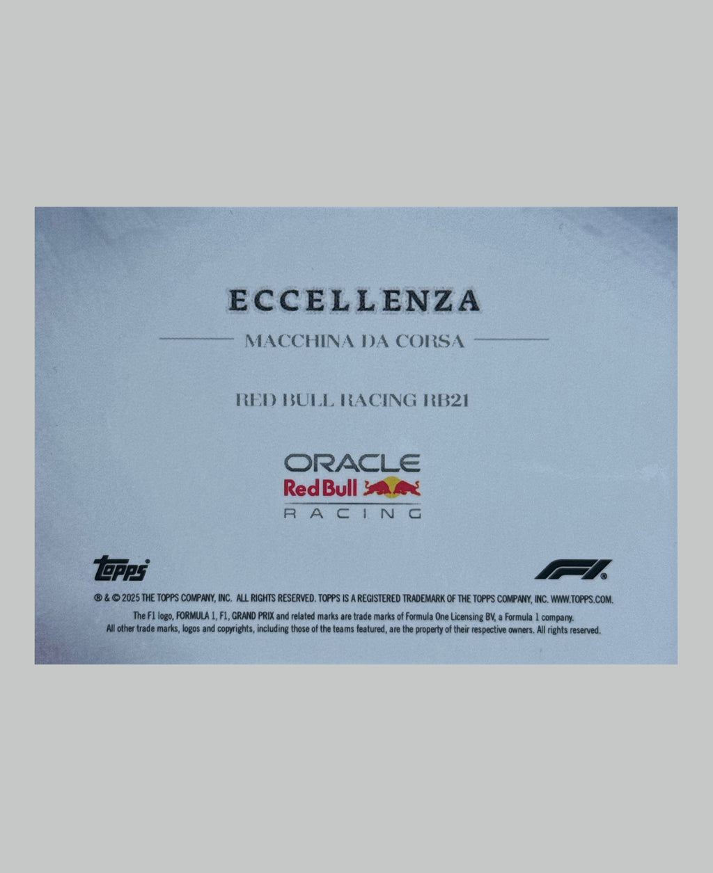 Topps F1 Ecellenza 2025 Red Bull Racing RB21
