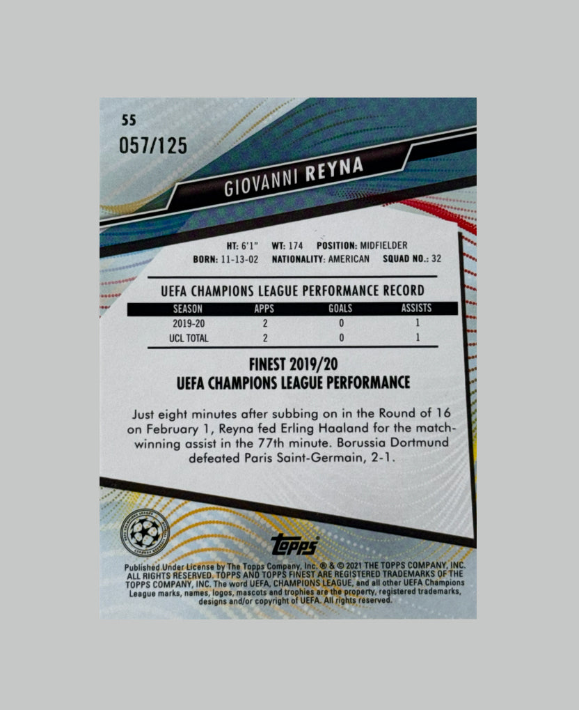 Topps Finest UCC 2020-21 Giovanni Reyna 057/125