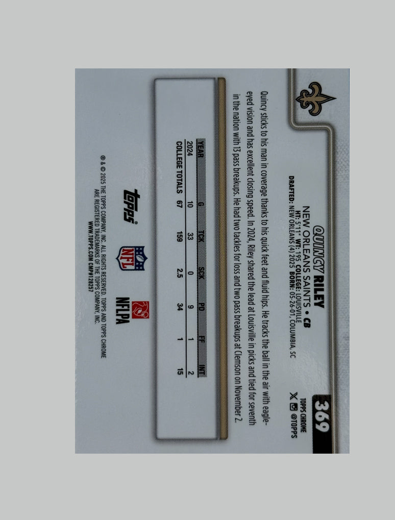 Topps Chrome NFL 2025 Quincy Riley (RC) 107/299