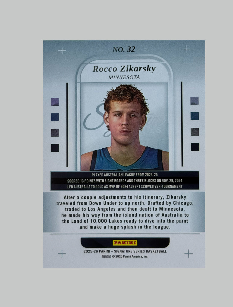Panini Signature Series 2025-26 Rocco Zikarsky (RC) 17/55