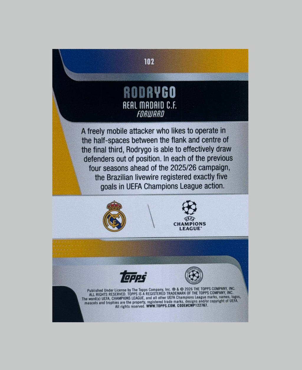 Topps UCC 2025-26 Rodrygo 053/150