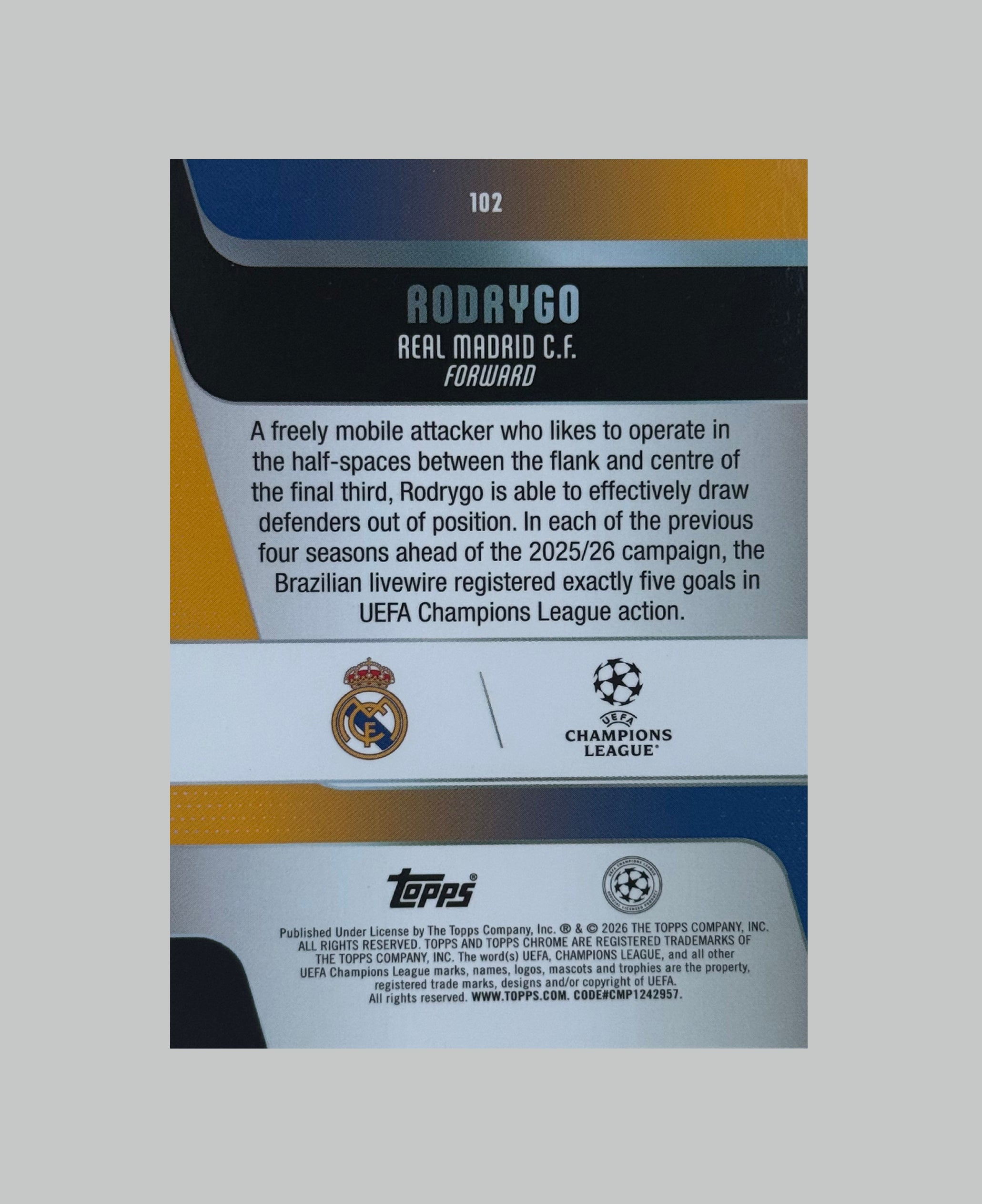 Topps Chrome UCC 2025-26 Rodrygo