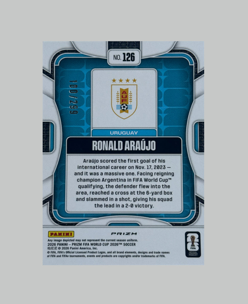 Panini Prizm World Cup 2026 Ronald Araujo 100/299